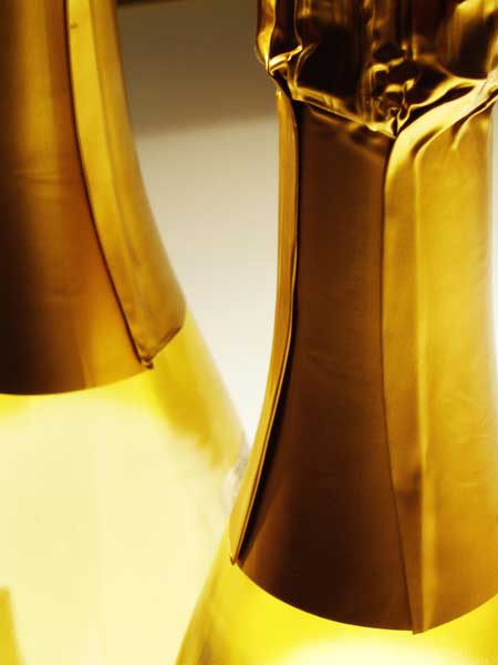 Close up of champagne bottle neck